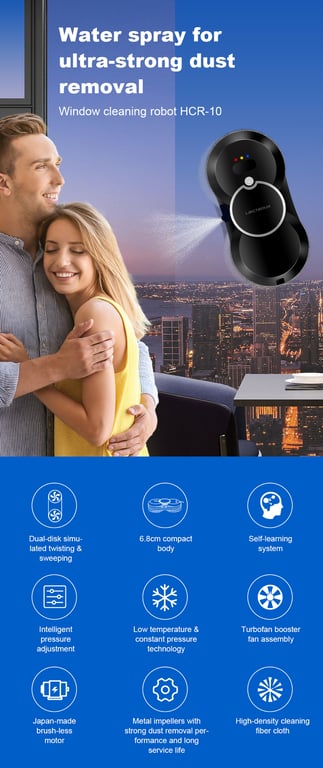 Robot de nettoyage de vitres LIECTROUX HCR 10 aspiration de avec 5600 Pa batterie de 500 mAh modes de nettoyage multiples télécommande. Neuf - vue 5