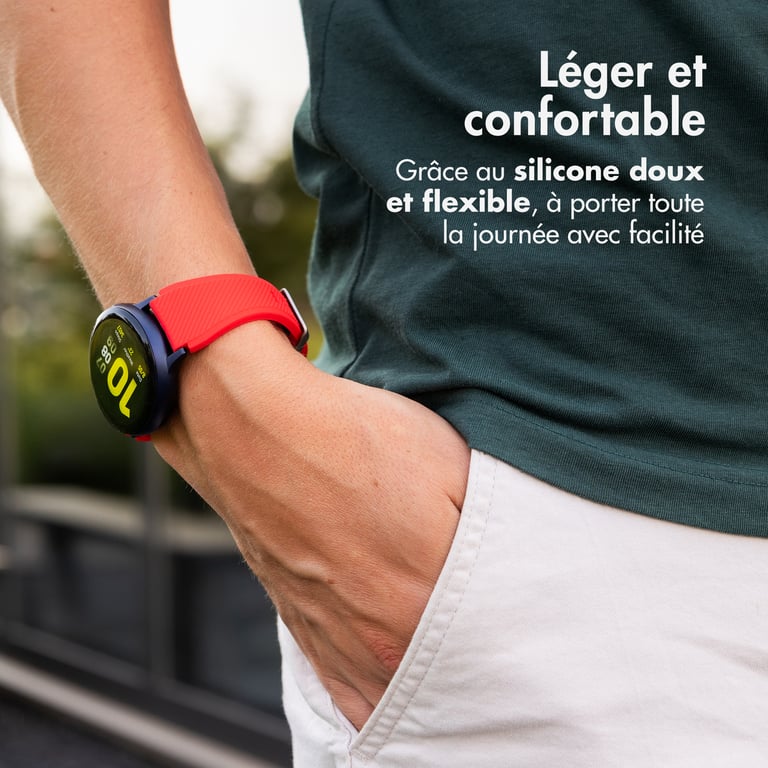 imoshion Bracelet en silicone flexible - Connexion universelle 22 mm - Rouge - Neuf