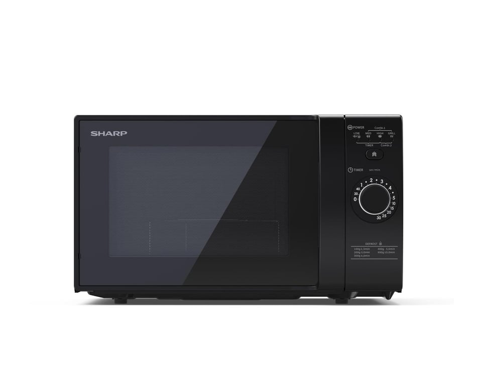 Micro-Ondes Sharp YC-GG02E-B – 700W, Gril 1000W, 3 Niveaux, Plateau 24,5 cm