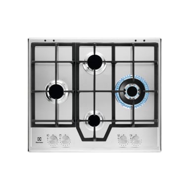 Electrolux KGS64562SX Plaque de cuisson à gaz encastrable en acier inoxydable de 60 cm, 4 brûleurs - Neuf