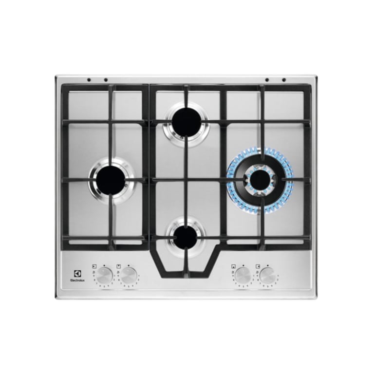 Electrolux KGS64562SX Plaque de cuisson à gaz encastrable en acier inoxydable de 60 cm, 4 brûleurs - Neuf