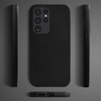 Moozy Lifestyle. Coque en silicone pour Samsung S23 Ultra, noir – Coque légère en silicone liquide avec finition mate et doublure en microfibre douce, coque en silicone de qualité supérieure