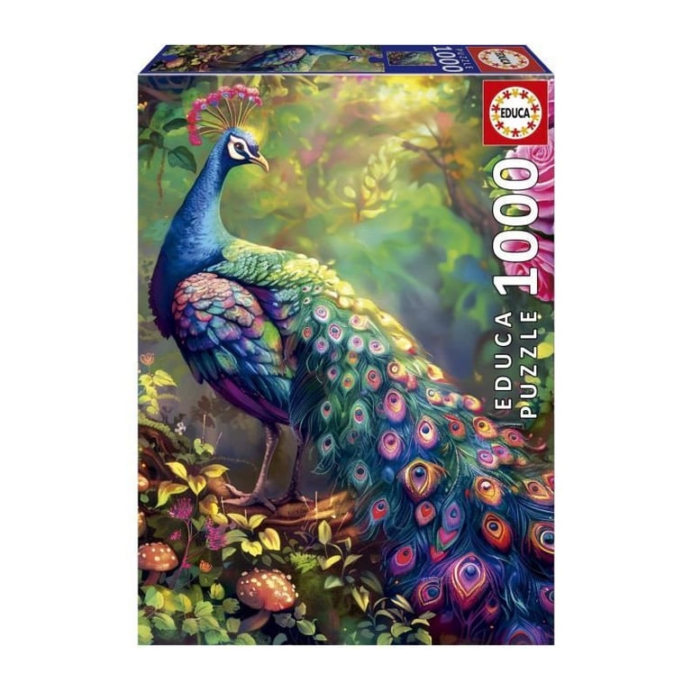 Educa Puzzle de 1000 pièces pour Adultes | Jardin de Paon Inclus Colle Fix Puzzle. Dimensions : 48 x 68 cm. À partir de 20262 - vue 2