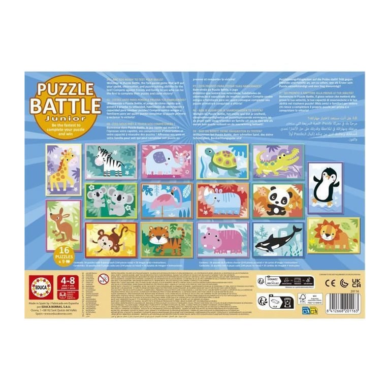 Puzzle EDUCA Battle Jr Animals 16 puzzles 9 pièces par puzzle Pour enfants à partir de - vue 5