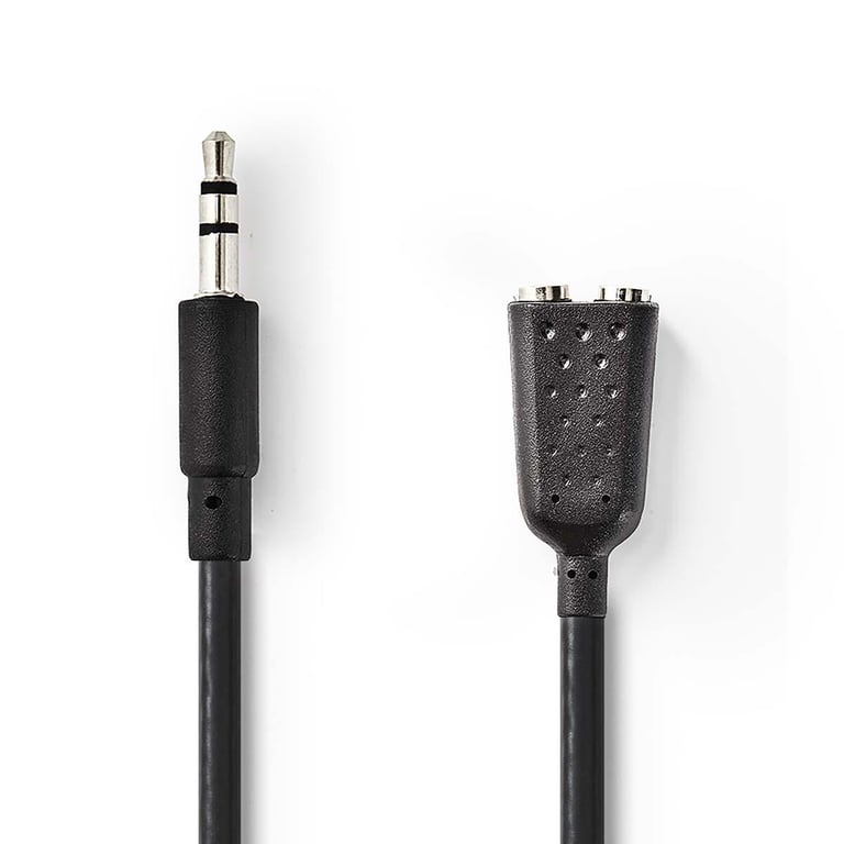 Nedis Câble Répartiteur Audio Jack Spilt Stéréo 20 Cm 2 Connecteurs De Sortie Noir