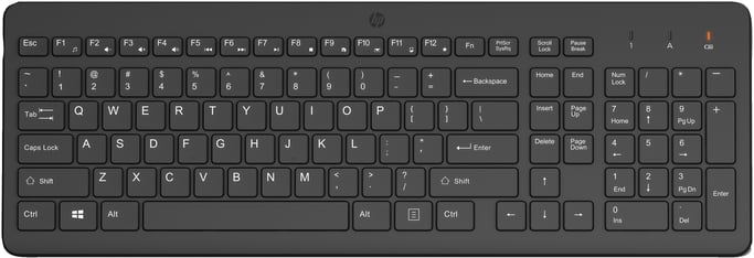 HP 225 - Clavier - disposition des zones 2,5 - sans fil - 2.4 GHz - Français - noir
