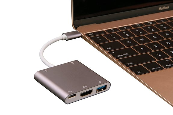 Adaptateur multiport USB-C pour USB, USB-C (USB PD), compatible 4K HDMI, Argent