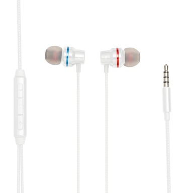 WE auricolari con microfono 1,2 m - jack 3,5 mm, scatola di controllo integrata nel cavo, BIANCO