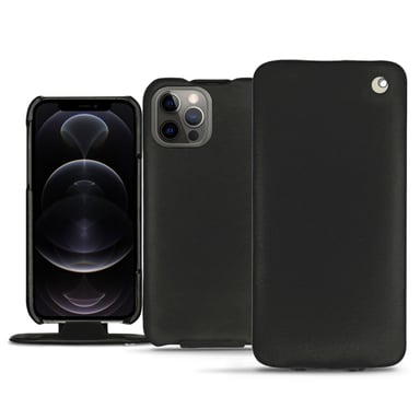 Housse cuir Apple iPhone 12 Pro - Rabat vertical - Noir - Cuir lisse