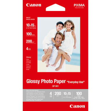 Papel fotográfico satinado Canon GP-501 de 10 × 15 cm (4 × 6 pulg.) - 100 hojas