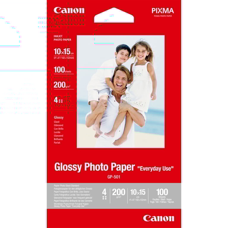 Canon Papier photo brillant 4 × 6 po (10 × 15 cm) GP-501 - 100 feuilles - Neuf