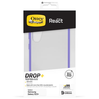 Custodia OtterBox React Series per Galaxy S23+ , antiurto, antigoccia, ultrasottile, protezione sottile, testata in ambito militare, antimicrobica, Purplexing Samsung Galaxy S23+