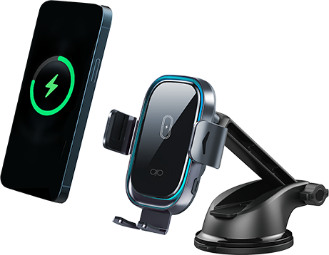 Supporto per auto con ricarica wireless 15W braccio regolabile e robusto