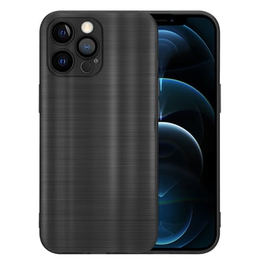 Coque pour Apple iPhone 12 PRO en Brushed Noir Housse de protection Étui en silicone TPU flexible au design brossé