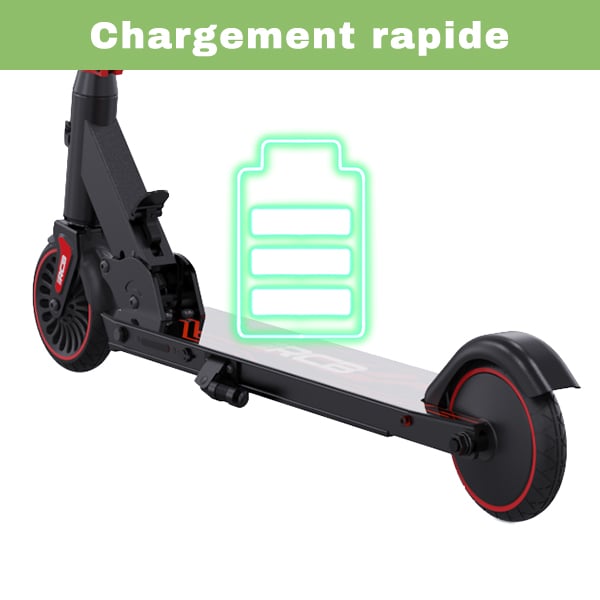 RCB Trottinette électrique pliable 7,55 kg - Vitesse max 20 km/h - Hauteur ajustable - 250W - Noir rouge -Cadeau pour Enfant et Adolescent