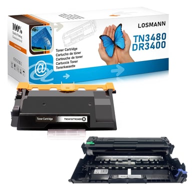 1x Tóner y 1x Tambor compatibles para TN3480 TN3430 DR3400 HL-L5000D HL-L5100DN HL-L5200DW HL-L6400DW HL-L5200DWT MFC-L5750DW MFC-L5700DW MFC-L5800DW MFC-L5850DW MFC-L6900DW