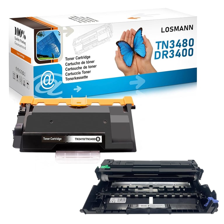 1x Toner et 1x Tambour compatibles pour TN3480 TN3430 DR3400 HL L5000D HL L5100DN HL L5200DW HL L6400DW HL L5200DWT MFC L5750DW MFC L5700DW MFC L5800DW MFC L5850DW MFC L6900DW Neuf