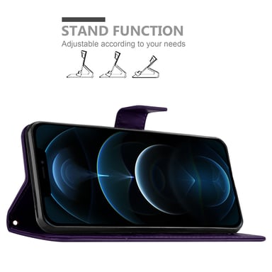 Coque pour Apple iPhone 13 PRO en LILAS FONCÉ FLORAL Housse de protection Étui au design floral avec fermeture magnétique, fonction de support et emplacements pour cartes