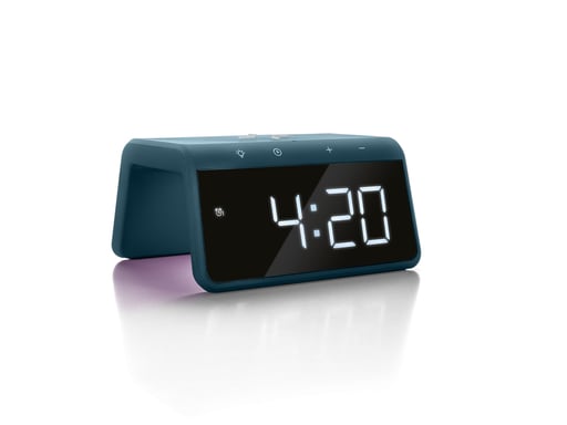 Jupiter Réveil Numérique avec Chargeur Sans Fil - Double Réveil avec Lumière de Réveil - Pacific Blue (HCG019QI-PB)