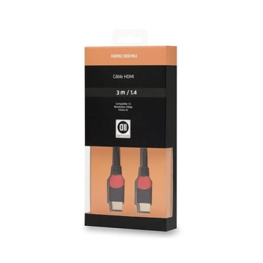 HDMI 1.4 M/M - Cable HD de alta velocidad de 3 m - Enchufes dorados