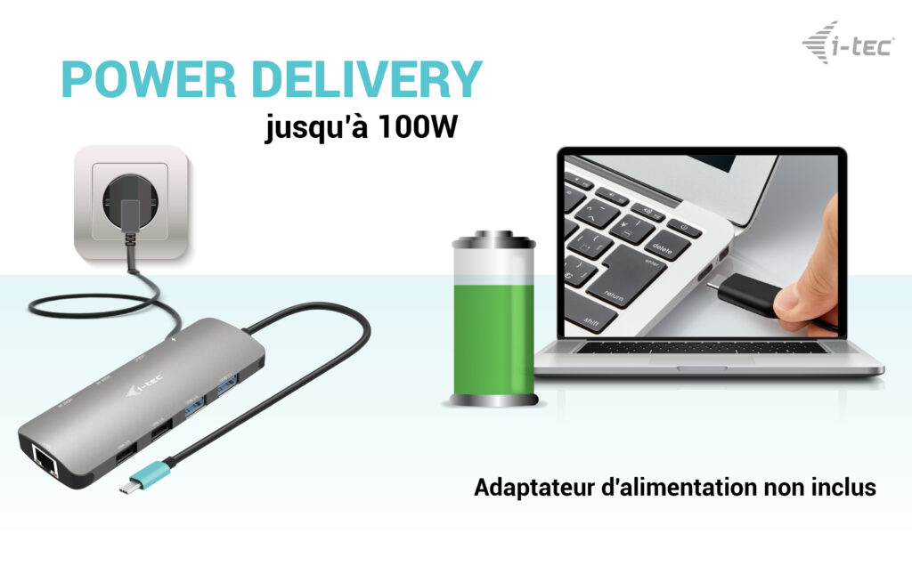 i tec USB C Metal Nano 2x Display Docking Station + Power Delivery - vue 3