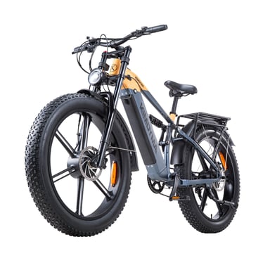 VTT électrique KIMDYMA K03 à double moteur, tout suspendu, batterie 48 V 20 Ah - jaune