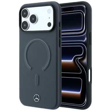 Étui Mercedes Leather 3D pour iPhone 18 Pro Max / 17 Pro Max, couleur anthracite