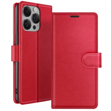 Zanaé Funda tipo cartera para iPhone 14 Pro con soporte y lengüeta magnética Rojo