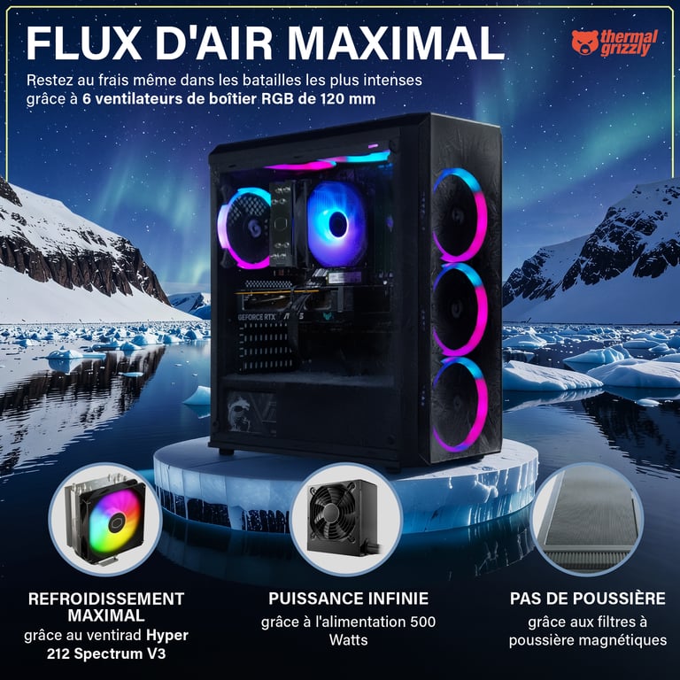 GREED MK2 FE Gaming PC / Ordinateur AMD Ryzen 5 5500 Nvidia Geforce RTX 5050 RAM DDR4 SSD PC Gamer avec WiFi + Windows 11 Pro Neuf - vue 2