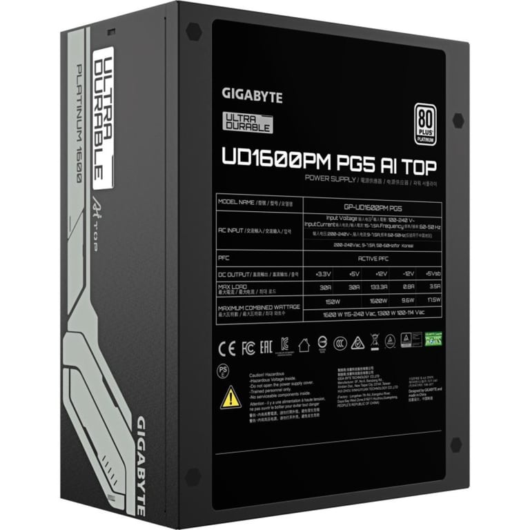 Bloc d'alimentation interne Gigabyte GP UD1600PM PG5 80 Plus Modulaire - vue 6