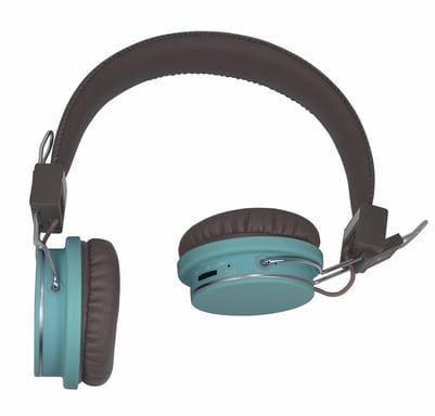 Casque DOUBLE H. marron/blue, bluetooth/fil, fonction tél, Lect.Mini-SD
