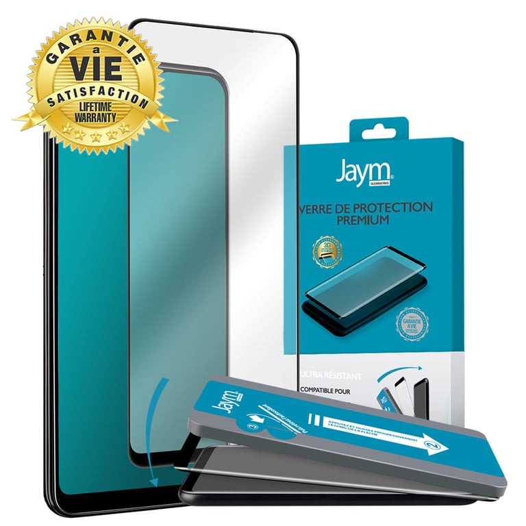 JAYM - Verre Trempé Premium pour Apple iPhone 14 Pro Max - Incurvé 3D avec Contour Noir - Garanti à  Vie - Renforcé 9H Ultra Résistant - Applicateur sur Mesure Inclus