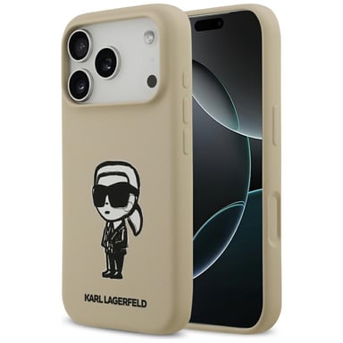 Custodia Karl Lagerfeld Silicone Karl Sketch & Logo MagSafe per iPhone 17 Pro marrone