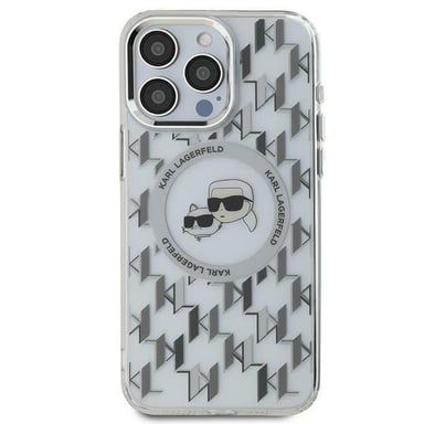 Karl Lagerfeld Case KLHMP15SHMCKMHT Custodia rigida trasparente per iPhone 15 6,1'' IML Monogram Karl&Choupette Head MagSafe