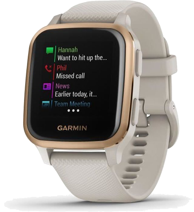 GARMIN Venu Sq Edition Musique - Light Sand/Rose Gold - Montre GPS de sport connectée santé et bien-