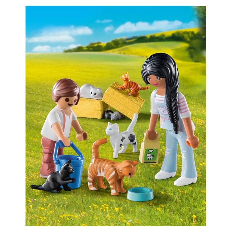 Famille De Chats Avec Femme Et Enfant Playmobil La Boîte - vue 4