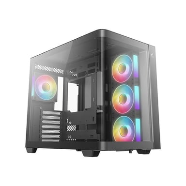 Boîtier PC tour DeepCool CG530U 4F ATX micro ATX ITX, 4 ventilateurs 120 mm, verre trempé, Noir