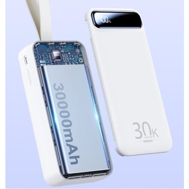 Remax RPP-522 30000mAh Power Bank 2x USB 20W + 22,5W PD USB-C QC Quick Charge LCD Azul