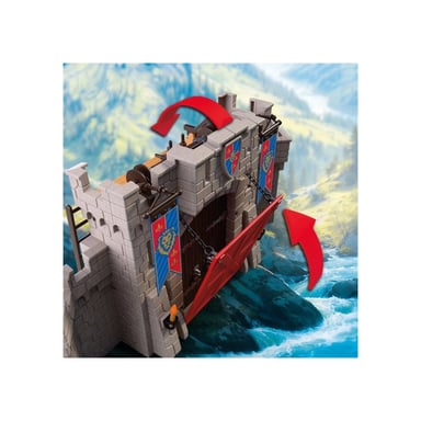 PLAYMOBIL 72112 Castello Forte Cavalieri del Leone, Torre di avvistamento, Ponte levatoio, 183 Pezzi, Grigio e Rosso