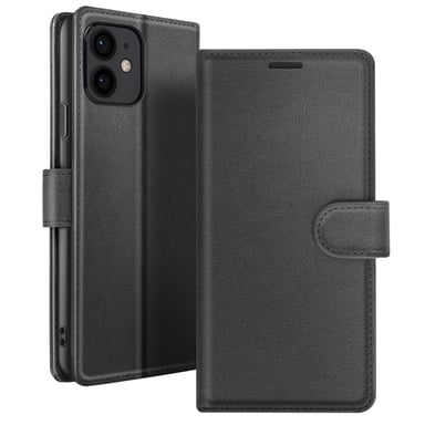 Zanaé Funda tipo cartera para iPhone 12 mini con función de soporte y lengüeta magnética Negro