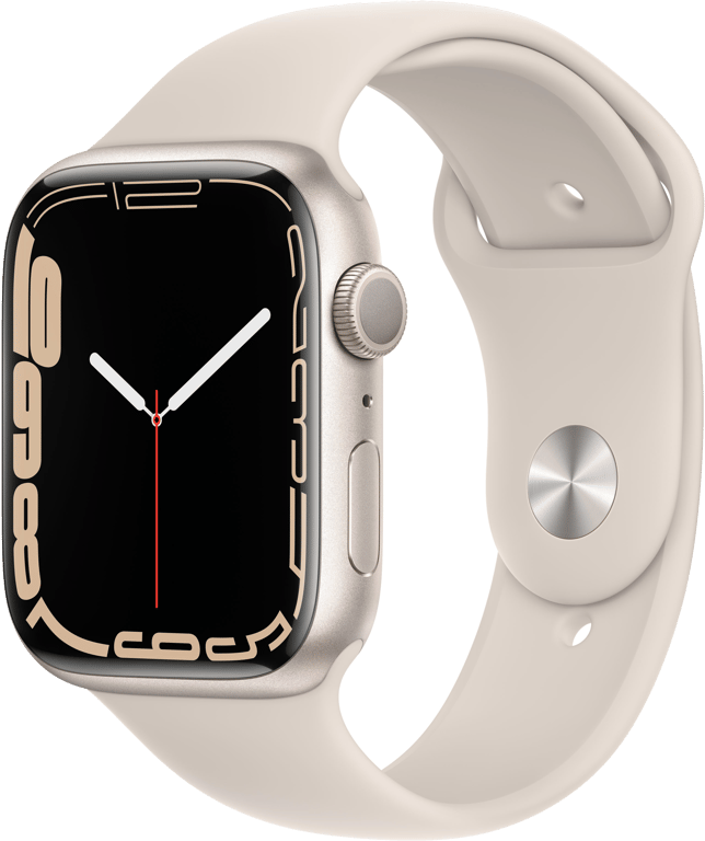 Watch Series 7 (GPS) Boîtier en Aluminium lumière stellaire de 45 mm, Bracelet Sport lumière stellai