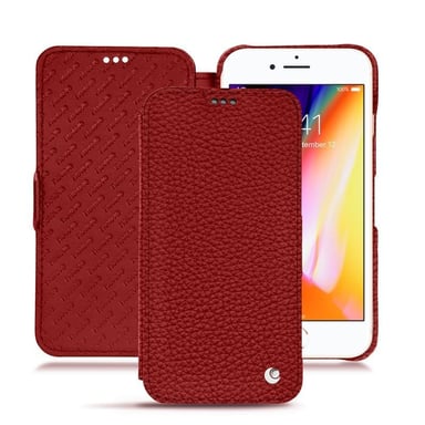 Housse cuir Apple iPhone 8 - Rabat horizontal - Rouge - Cuir grainé