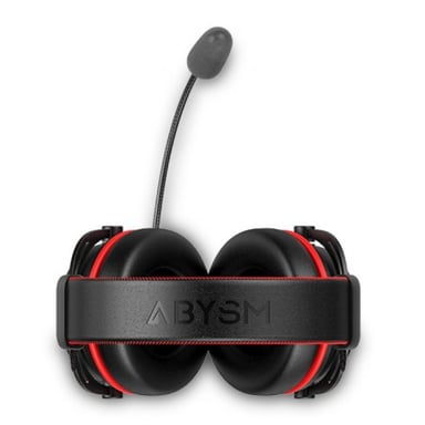 Abysm AG700 Auriculares para juegos 7.1 con micrófono extraíble - Diadema ajustable - Auriculares acolchados - Controles con cable - Cable de 1,20 m - Color negro/rojo