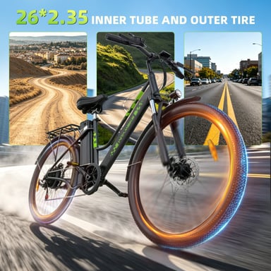 Bicicleta eléctrica urbana WITAMBIKE C26, batería extraíble de 36 V y 15 Ah, pantalla LCD inteligente - negra