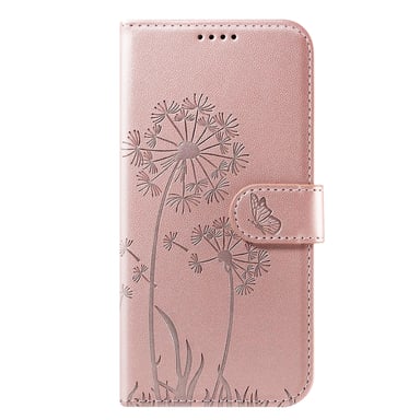 Zanaé Funda tipo cartera para Redmi Note 14 4G Premium Diseño Flores Mariposa Rosa dorado