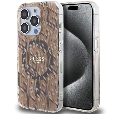 Custodia Guess per iPhone 15 Pro 6,1'' marrone Custodia rigida IML GCube MagSafe