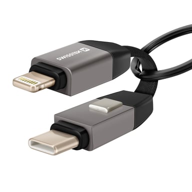 Swissten Cable magnético iPhone Lightning/USB-C llavero 9,7cm Gris