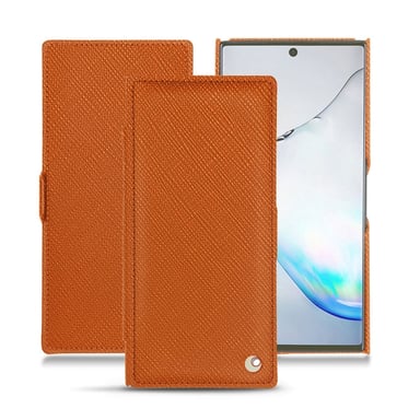 Housse cuir Samsung Galaxy Note10+ - Rabat horizontal - Orange - Cuir saffiano