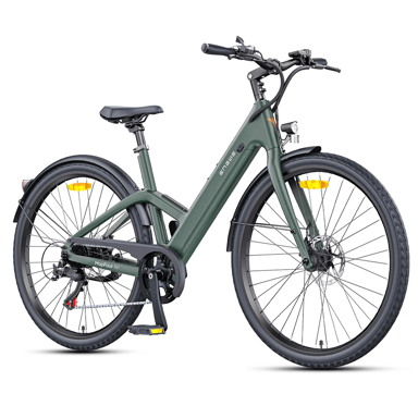 Vélo électrique de ville en fibre de carbone Engwe MapFour N1 Air ST 250 W pour femme avec capteur de couple et batterie 36 V 10 Ah Vert