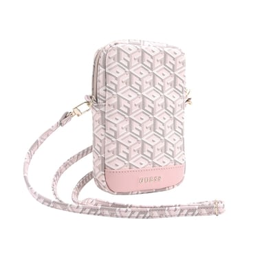 Sac à Bandoulière pour Téléphone Zippé Motif G Cube avec Logo en Métal Rose